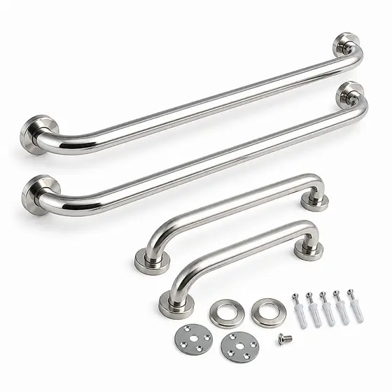 Kit 4 Barras de Apoio Lorben em Inox para Banheiro Vaso Sanitário 40 e 60cm Deficiente Idoso