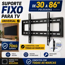 Suporte Para TV Fixo Universal 30 a 86 Smart TV LED LCD Parede Slim Reforçado