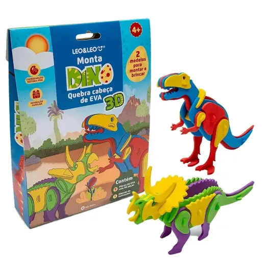Quebra Cabeça Eva 3D - Monta Dino - Leo&Leo