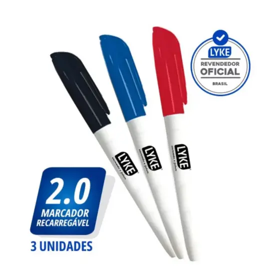 KIT 3 CANETAS PARA QUADRO BRANCO LYKE