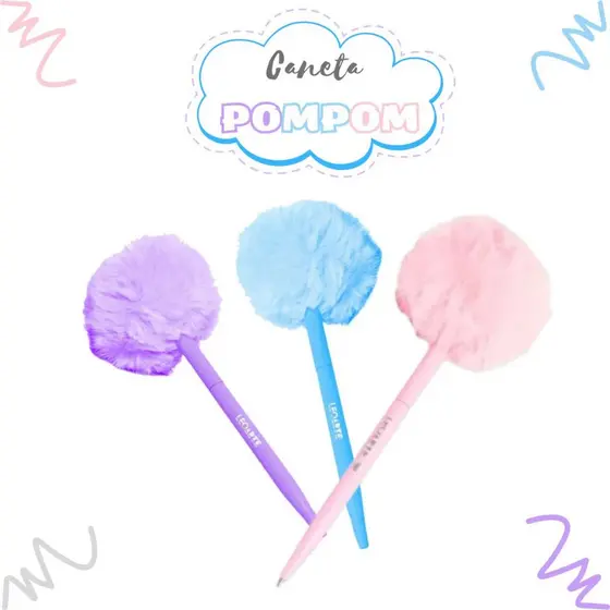 Caneta Esferográfica Pompom - LeoArte