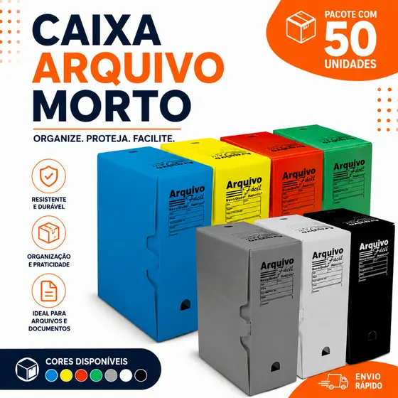 Arquivo Morto Plástico Polionda para Escritório C/ 50 unidades