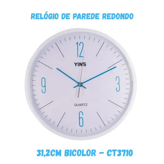 Relógio De Parede Redondo 31,2cm Bicolor - Ct3710 - YINS PAPER