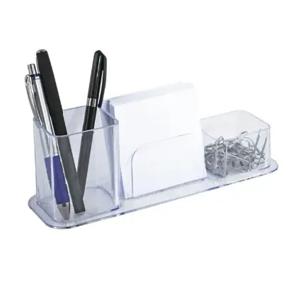 Porta Canetas Triplo Home Office Organizador Mesa Escritório Cristal Dello