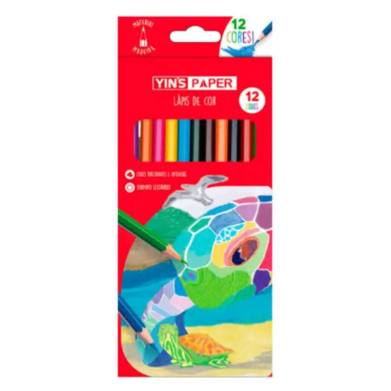 LAPIS DE COR SEXTAVADO MADEIRA - 12 CORES - YINS PAPER