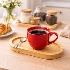 Kit 2/4/6 Mini Bandejas de Madeira Porta Copo Café Xícara Multiuso Decoração Elegante