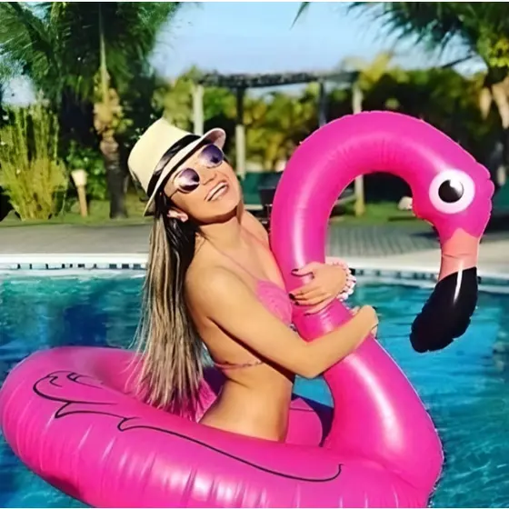 Boia Inflável Flamingo Rosa 90cm Bóia Do Flamingo Blogueira Inflável Praia Piscina