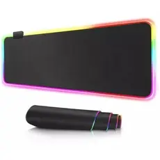 Mousepad Para Jogo Gamer Extra Grande 80 x 30 cm com LED RGB Speed Edition Preto Liso Sem Estampa