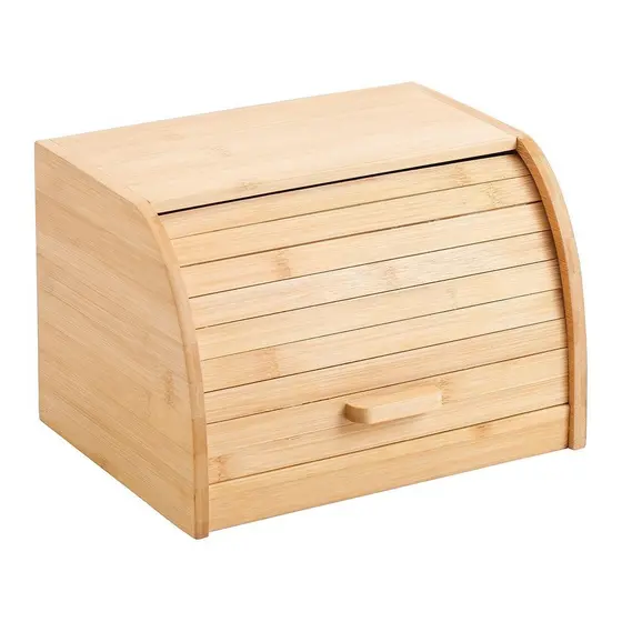 Porta Pão De Bambu Crumb Tampa Retrátil Armazenamento Pães