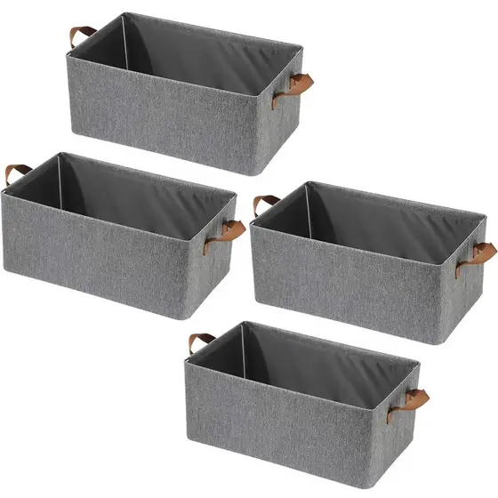 Kit 4x Caixa Organizadora Cesto Dobrável Guarda Roupa Grande