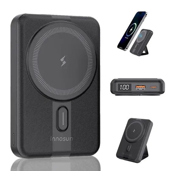 Carregador indutivo sem fio portátil de carregamento rápido de 15 W para iPhone / Android - bateria de 10000 mAh