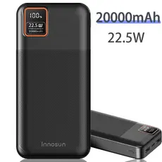 Carregador indutivo sem fio portátil de carregamento rápido de 22.5 W para iPhone / Android - bateria de 20000 mAh