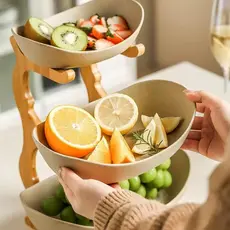 Kit Petisqueira Bandeja Bambu  com Suporte - Perfeito para Sobremesas e Festas