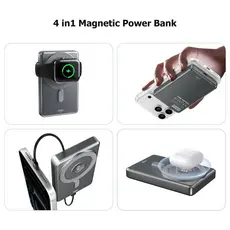 Power Bank Magnético 10000mAh em Alumínio com Carregador para Apple Watch e iPhone