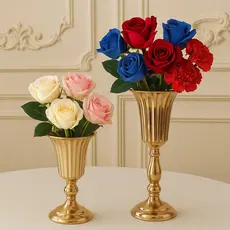 Grande Vaso de Ferro Dourado Suporte Decorativo Elegante para Casamento e Arranjos Florais, Altura 39cm
