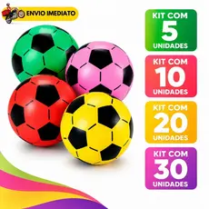 Kit Bola de Vinil Infantil Futebol Inflável Colorida Brinquedo Criança Festa Recreação Lembrancinha Dente de Leite