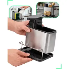 Porta Detergente E Esponja Dispenser 3 Em 1 Aço Inox Escorredor Talheres Utensilios de Cozinha Organizador de Pia
