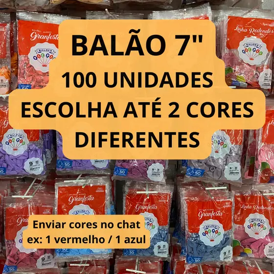 Balão Bexiga 7 polegadas 100 unidades Redondo - Pic Pic - Festa Aniversário Cores Diferentes