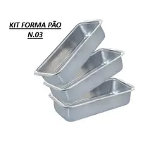 Formas de Pão n.03 - Kit Conjunto 03 Unidades, Assadeira para pão caseiro, Bolo Inglês e Cuca, Alumínio Alta Qualidade
