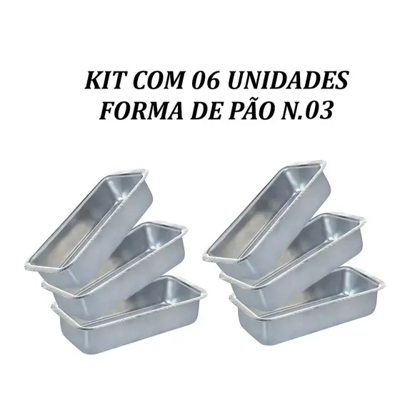 Forma De Pão Assadeira Caseiro N.03 Com 06 Unidades, Assadeira Alumínio De Alta Qualidade, Bolo Inglês  e Cuca
