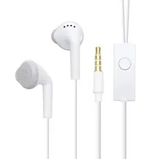 Fone de ouvido branco headset com fio e microfone, entrada de 3.5mm, para celular 120cm de fio
