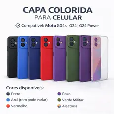 Capinha de Silicone Para Motorola Moto G04S G24 ou G24 Power Coloridas Capa