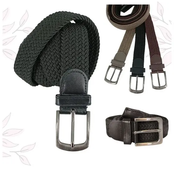 Cinto Masculino de Elástico Conforto Máximo Ajustável Estica de 103-125cm com Fivela de Metal