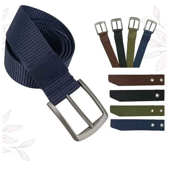 Cinto De Lona Respiravel Masculino Corte a Laser com Fivela de Metal – Estilo e Conforto
