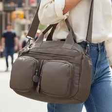Bolsa Pequena Em Nylon Tactel com Alça de mão e Ombro Tiracolo