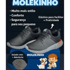 Tênis Molekinho Menino Masculino Infantil Casual Elástico Confortável Calce Fácil Conforto Original