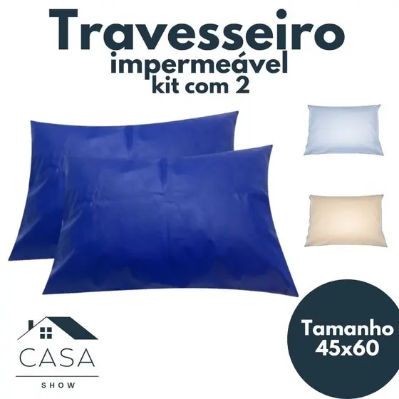 Kit com 2 Travesseiros Impermeável Com  Hospitalar 45x60cm aproximadamente