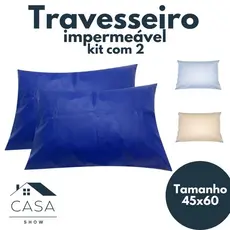 Kit com 2 Travesseiros Impermeável Com  Hospitalar 45x60cm aproximadamente