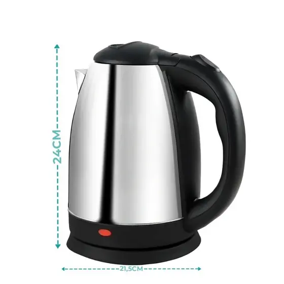Chaleira Elétrica Inox 1.8L – Ferve Água Rápido com Tampa e Luz LED | 127V / 220V | Design Moderno