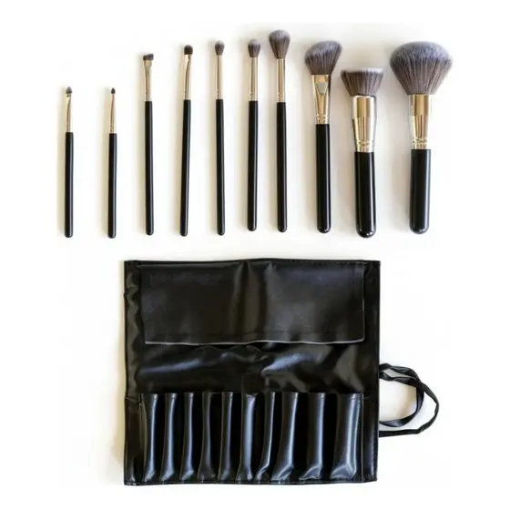 Kit 10 Pincéis de Maquiagem Profissional Premium 10pcs com Estojo Luxo