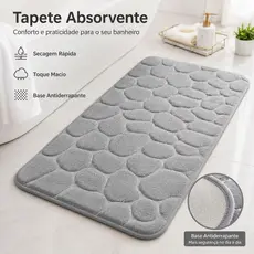 Tapete Absorvente para Banheiro Antiderrapante Secagem Rápida Super Macio