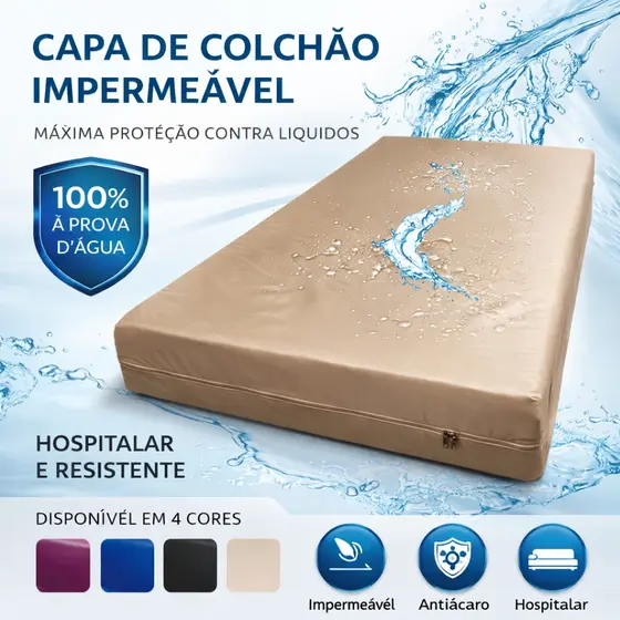 Capa de Colchão Solteiro Hospitalar 100% Impermeável Fácil de Lavar Antialérgico e Antiácaro