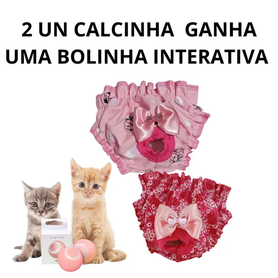 Kit 2 Peças Calcinha/higiênica Raças Pequena Roupa Pet GANHA UMA BOLINHA