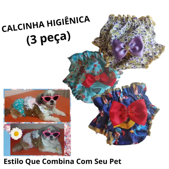 Calcinha Pet Higiênica cio Cães Gatos Roupa Cachorro