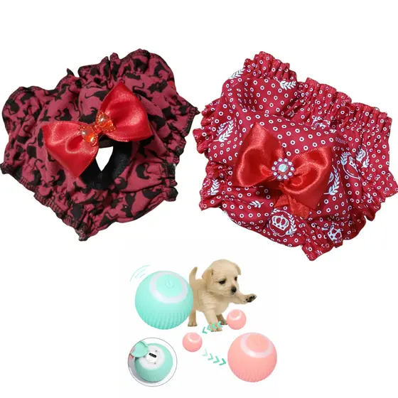 kit 2 Calcinha Pet Higiênica + bolinha interativa  ,porta Absorventes Cães Gatos,