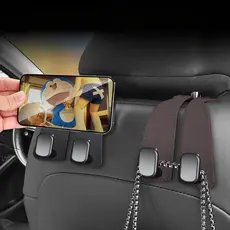 Acessório De Carro Com Gancho De Couro Premium-Multifuncional Para Bolsas E Coisas