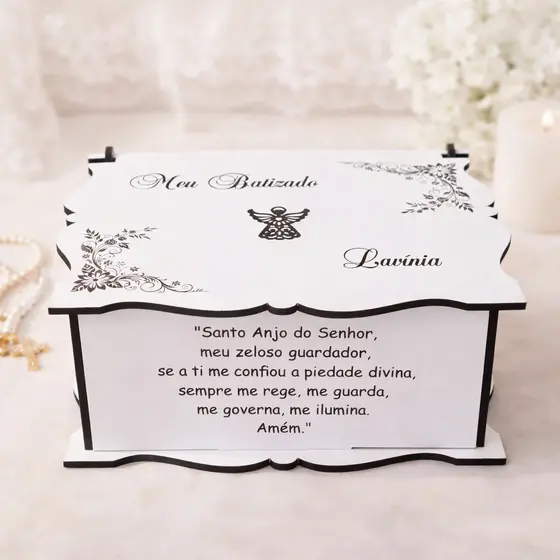 Kit 2 Caixas Para Batizado Presente MDF Personalizável Porta Presente Decorativo Batismo Convite