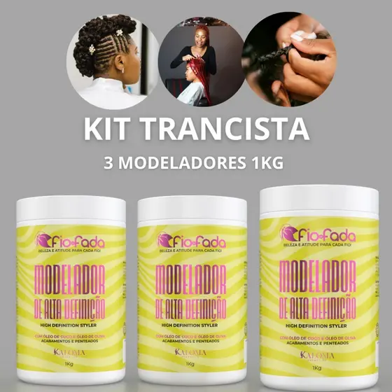 Kit Trancista – Fio de Fada | 3 Modeladores/Pomada de Alta Definição 1kg - Pomada modeladora