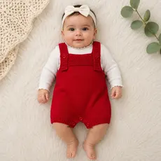 Jardineira de bebê macacão romper verão tricô menino/menina leve e fresco