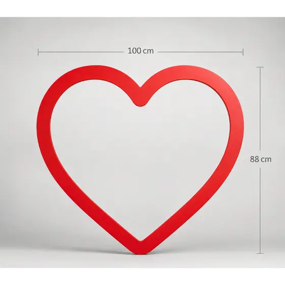 Placa Coração Vazado em PVC Vermelho 100x88cm