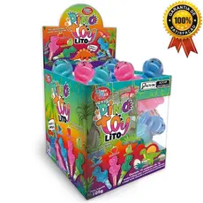 PIRULITO DINO TOY LITO DISPLAYS COM 30 UNIDADES 7G SABORES MORANGO, BLUEBLERRY E MAÇA-VERDE