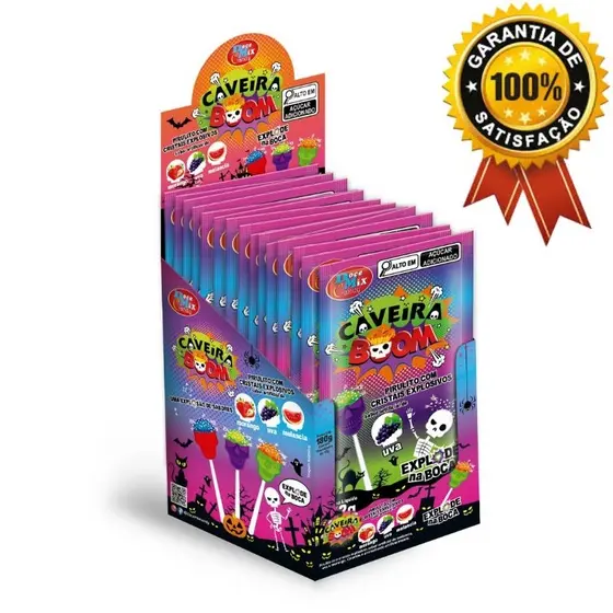 PIRULITO FORMATO CAVEIRA EXPLODE NA BOCA 30UN × 12G - DOCE MIX CANDY