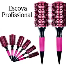 Escova De Cabelo Térmica Aleatório Cerdas De Javali Mista Madeira