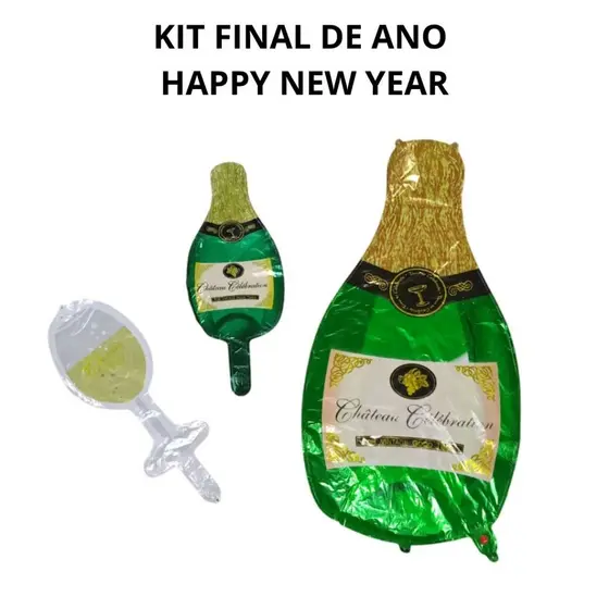 kit 6 unidades   balão garrafa de champanhe e taça