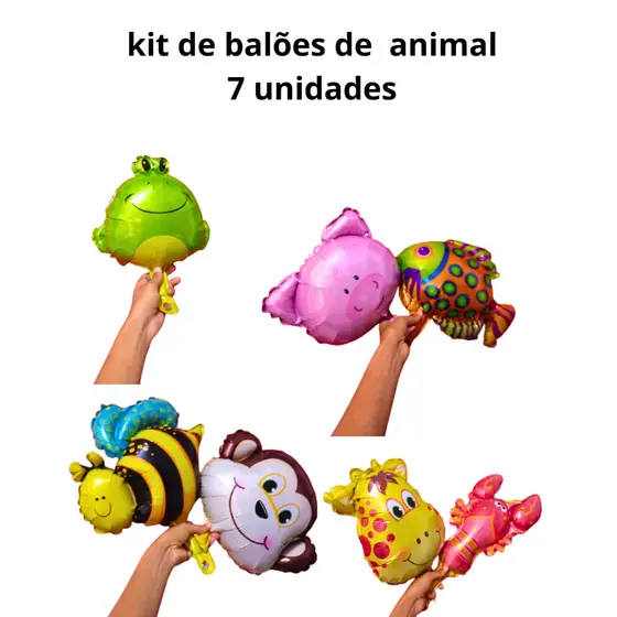 kit de animais 7 peças balões