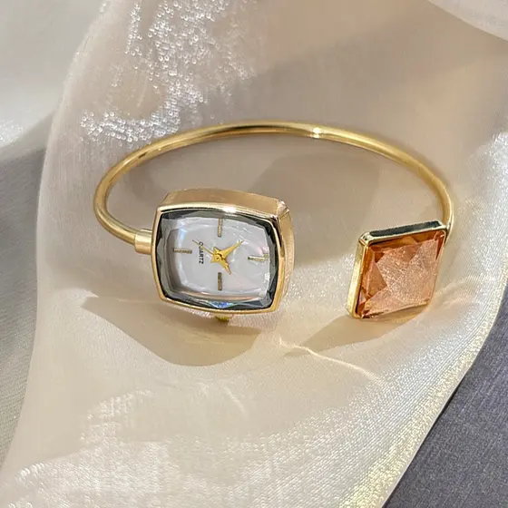 Relógio Feminino Quadrado Simples Luxo Alta Beleza Diamante Pulseira Feminina De Quartzo